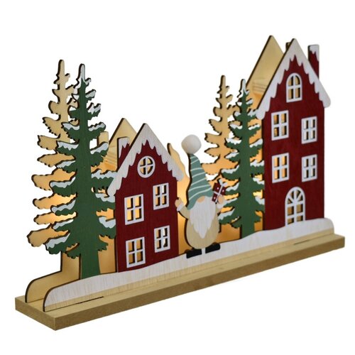 Decorațiuni luminoase de Crăciun, căsuțe, 28 x17,5 x 5 cm, LED