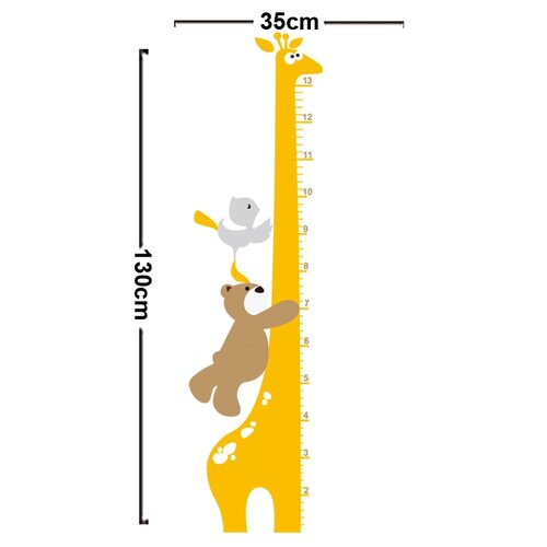 Zsiráf gyerekmagasság-mérő, öntapadó dekoráció