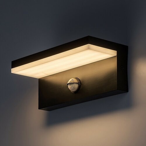 Rabalux 77115 venkovní nástěnné LED svítidlo Zaragoza, se senzorem, 9W, IP54, černá