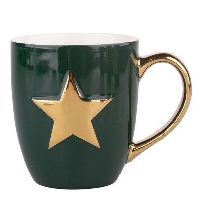Altom Vianočný hrnček Zlatá hviezda, 350 ml, zelená