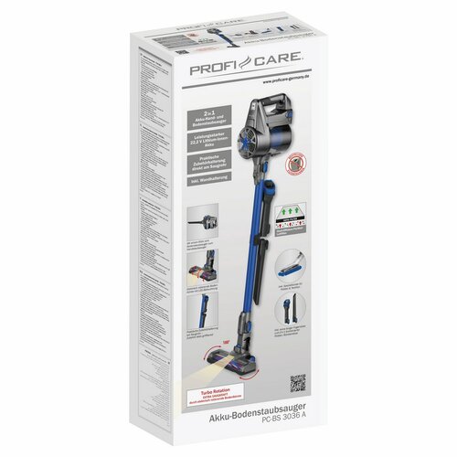 ProfiCare BS 3036 tyčový aku vysávač, modrámodrá