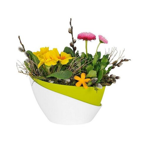 Samozavlažovací kvetináč Doppio, sv. zelená + biela