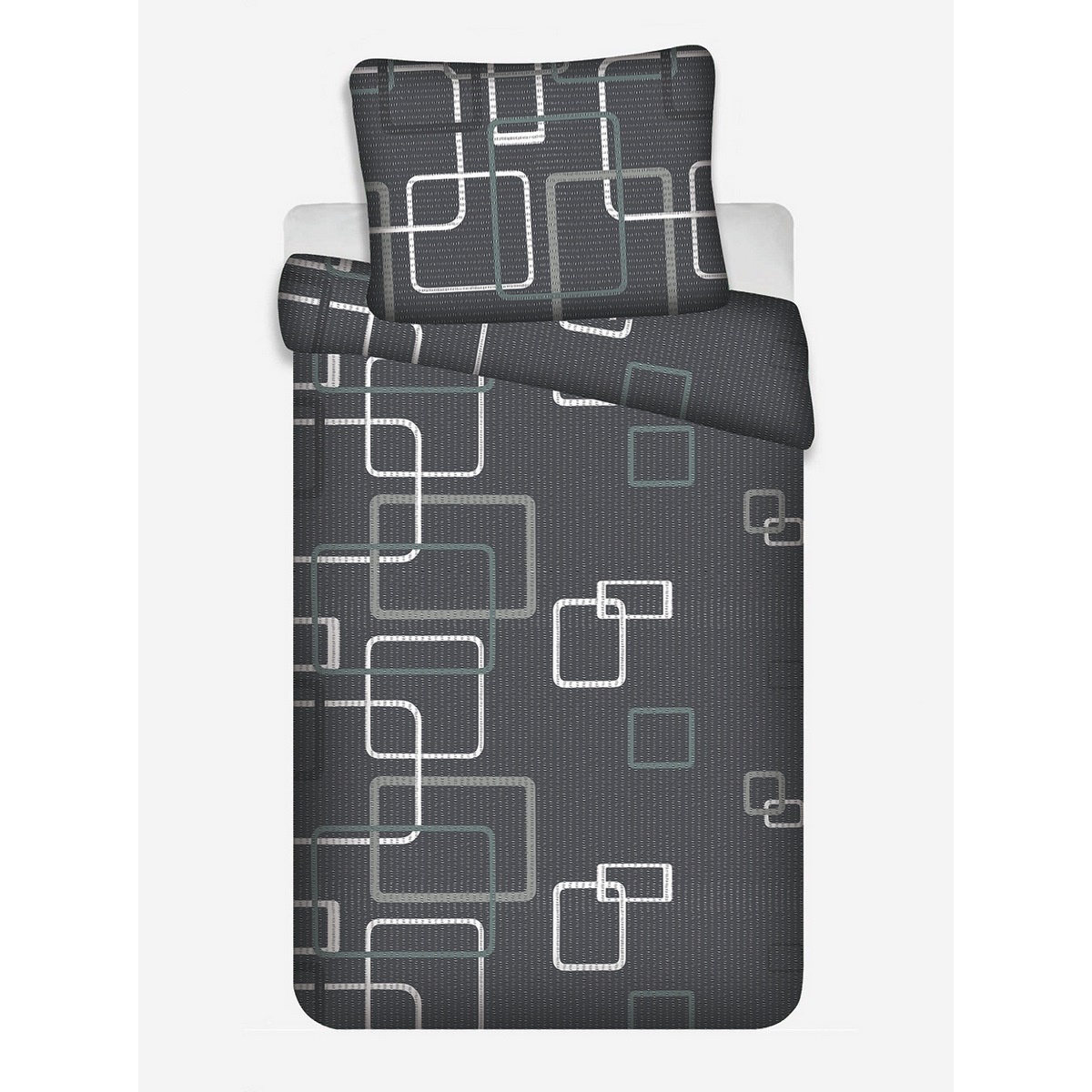 Jerry Fabrics Bavlnené obliečky Štvorce čiernobiela, 140 x 200 cm, 70 x 90 cm