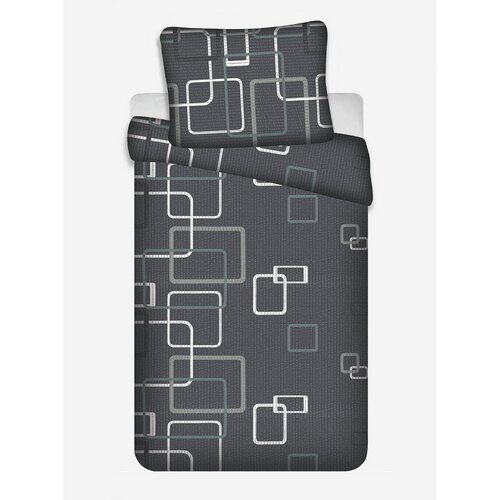 Jerry Fabrics Pościel bawełniana Kwadraty czarno-biały, 140 x 200 cm, 70 x 90 cm