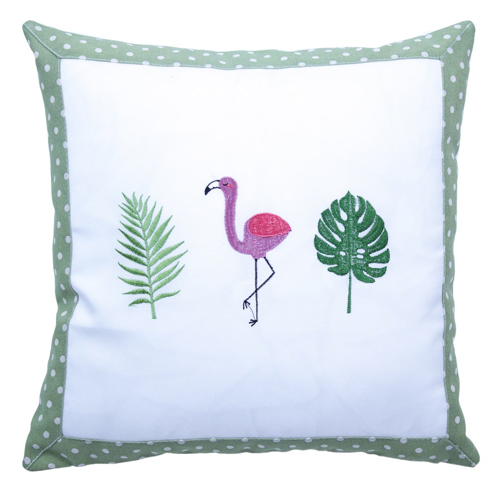 BO-MA Trading Obliečka na vankúšik Plameniak zelená, 40 x 40 cm