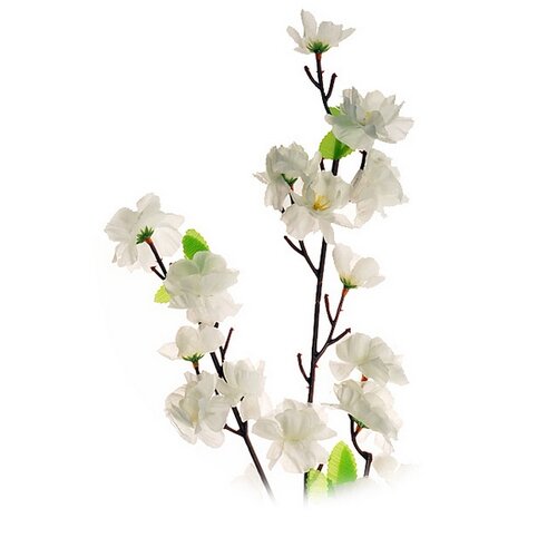 Floare artificială Sakura, 3 muguri, în. 66 cm,  albă