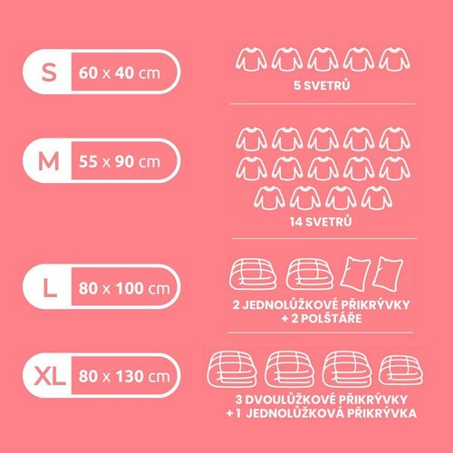 Compactor Set vákuových úložných vriec Aspispace 6 ks, 3x M + 3x L