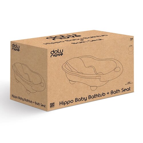 Dolu Babybadewanne Hippo mit Chaiselongue, Grau, 26 x 84,5 x 50,5 cm