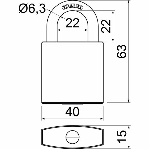 Nehrdzavejúci visiaci zámok RV.MARINA.40