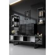 Chrome Anthracite and Black TV-állvány polcokkal