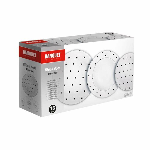 Banquet Set de masă 18 piese Black Dots
