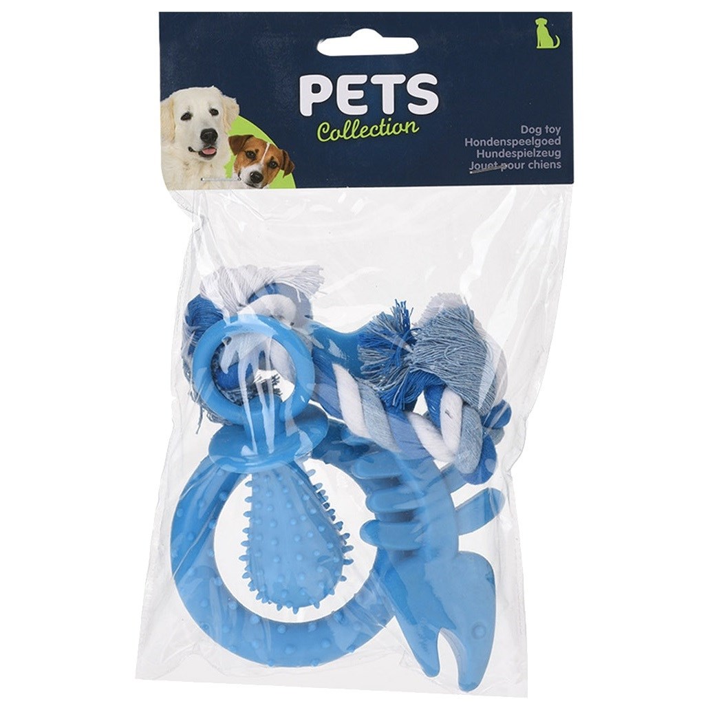 Sada hračiek pre šteňatá modrá, 4 ks