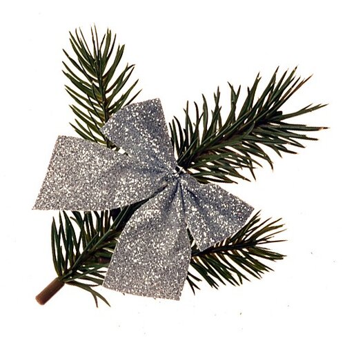 Різдвяна прикраса Бантик глітер 12 шт., сріблястий, 5,5 см