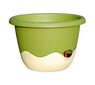 Plastia Selbstbewässernder Blumentopf Mareta grün + beige, 30 cm Durchmesser.