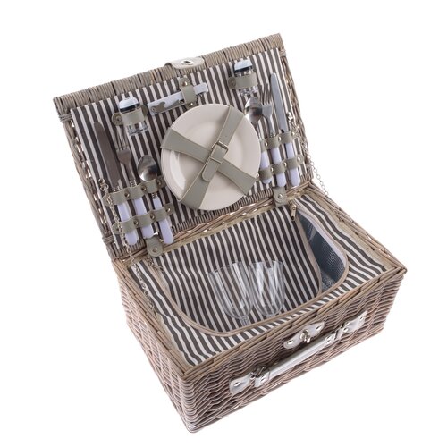 Picknickkorb aus Weide für 2 Personen mit Thermobox, 42 x 28 x 20 cm, 3,25 kg