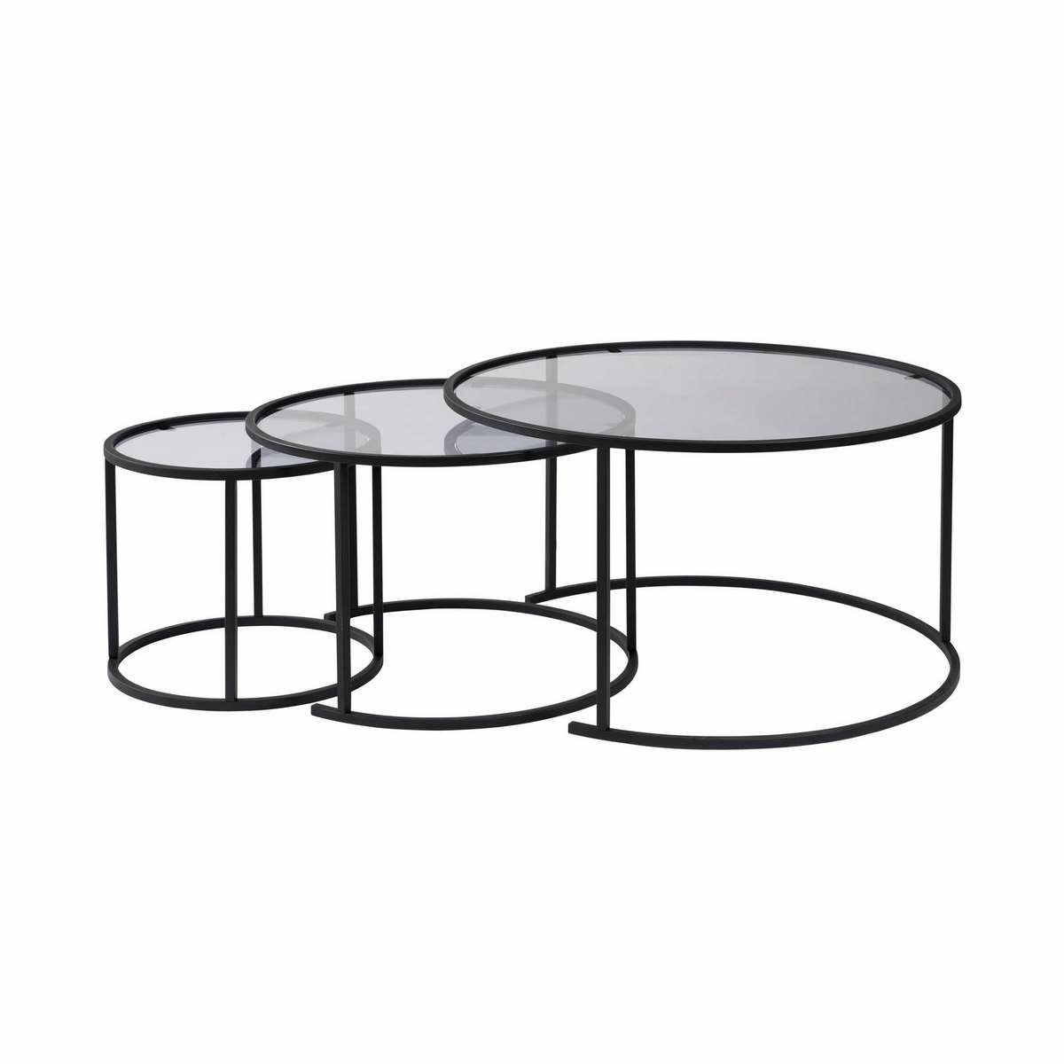Sada konferenčních stolků Aurum Black and Grey 80 cm, 3 ks
