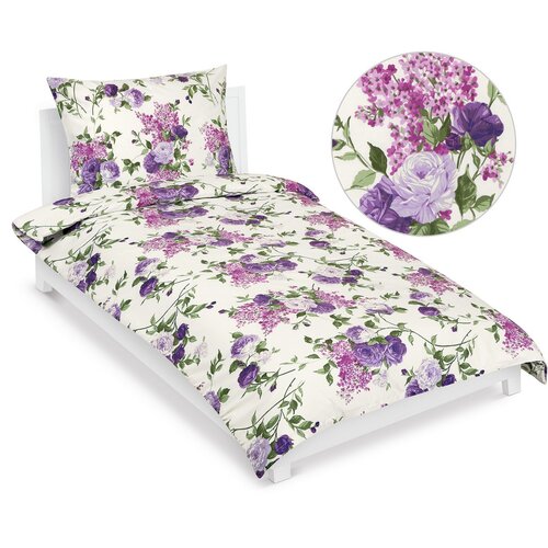 Bellatex Baumwollbettwäsche Rose Lila, 140 x 200 cm, 70 x 90 cm