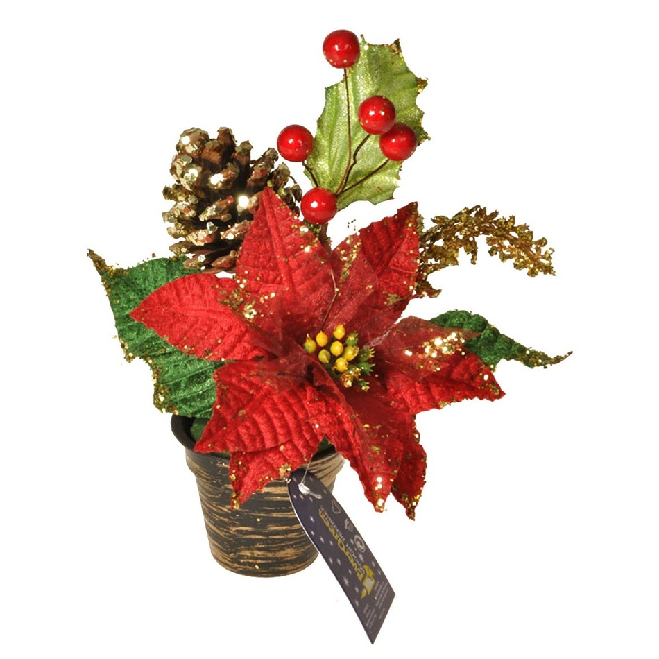 Poza Aranjament de Craciun, cu trandafiri, con de bradsi fructe de padure, 20 cm