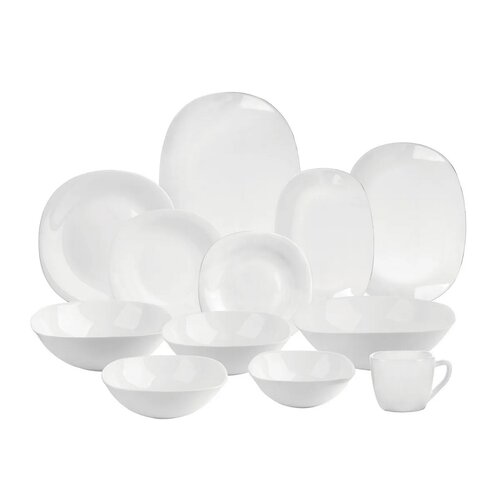 Set de farfurii întinse din sticlă opal Altom  White harmony 28 cm, 6 buc