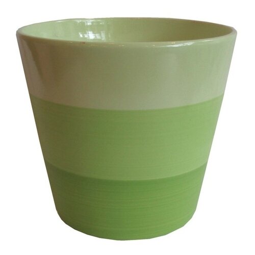 Osłonka ceramiczna na doniczkę Stripes zielona, śr. 13,5 cm
