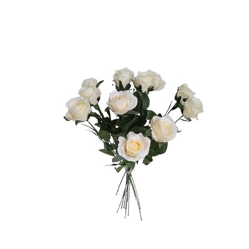 Sztuczny bukiet białych róż, 67 cm, 12 szt.