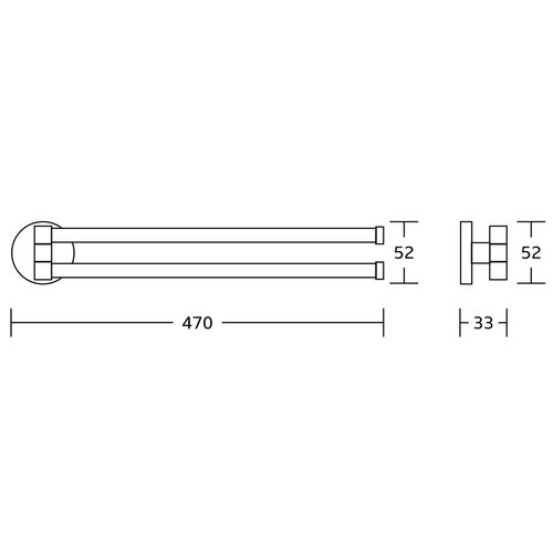 Suport rotativ pentru prosoape dublu, AQUALINE  SB221 Samba 45 cm, negru