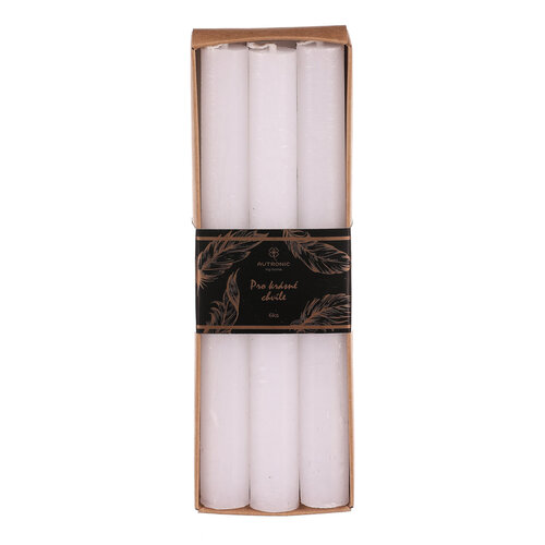 Magas fehér gyertya készlete, 6 db, paraffin, 20 cm