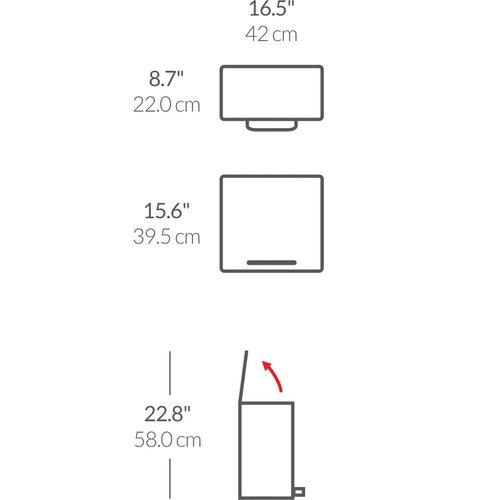 Simplehuman Mini kosz na śmieci z pedałem do segregacji odpadów 15 l, stal nierdzewna matowa