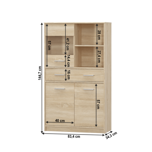 Dulap TEYO 2D1W1S, stejar sonoma