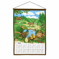 Textilkalender 2024 Jagdkalender mit Stab, 45 x 65 cm