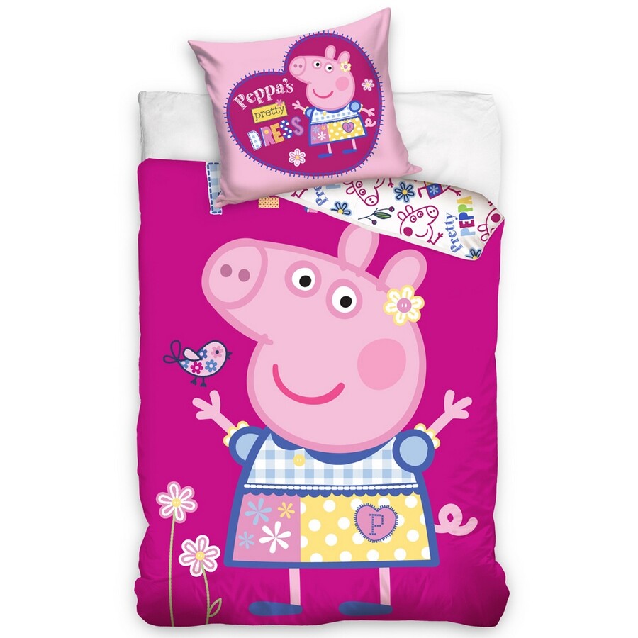 BedTex Dětské bavlněné povlečení Prasátko Peppa Modelka, 140 x 200 cm, 70 x 90 cm