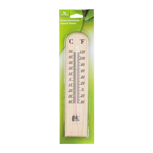 Termometru din lemn Happy Green, 25,5 cm