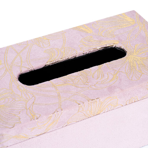 Taschentuchbox Gold flowers Rosa, 24 x 13 x 9 cm