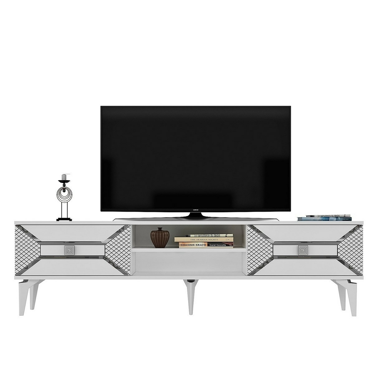 Televízny stolík Yumedi White and Silver