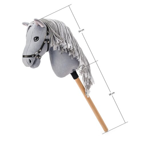 Faunica Hobby horse Apollo, gri,cal pe bară, coamă din sfoară