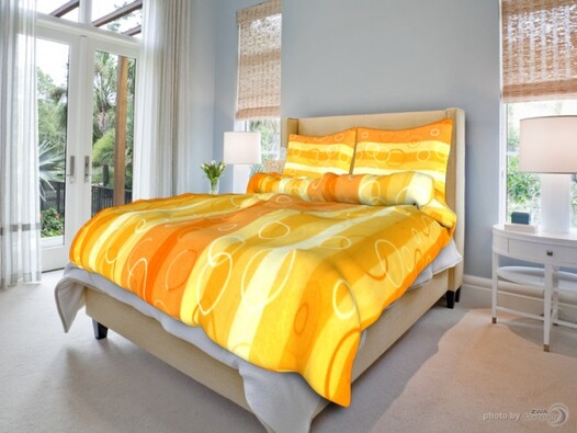 Bavlnené obliečky Kolesá oranžové, 140 x 200 cm, 7, žltá, 140 x 200 cm, 70 x 90 cm