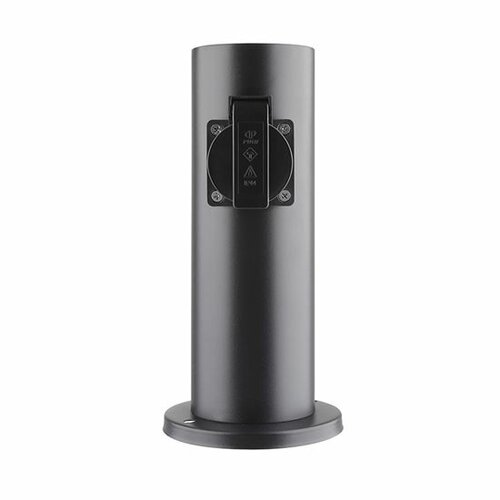 Solight PG10B Záhradný stĺpik IP44, nehrdz. oceľ, 2 zásuvky, valec, čierna