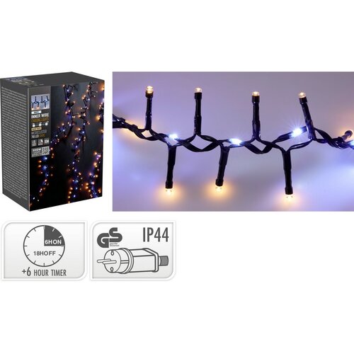 Instalație luminoasă exterior Waterfall, 10 m, 710LED, alb cald și alb rece, temporizator, IP44