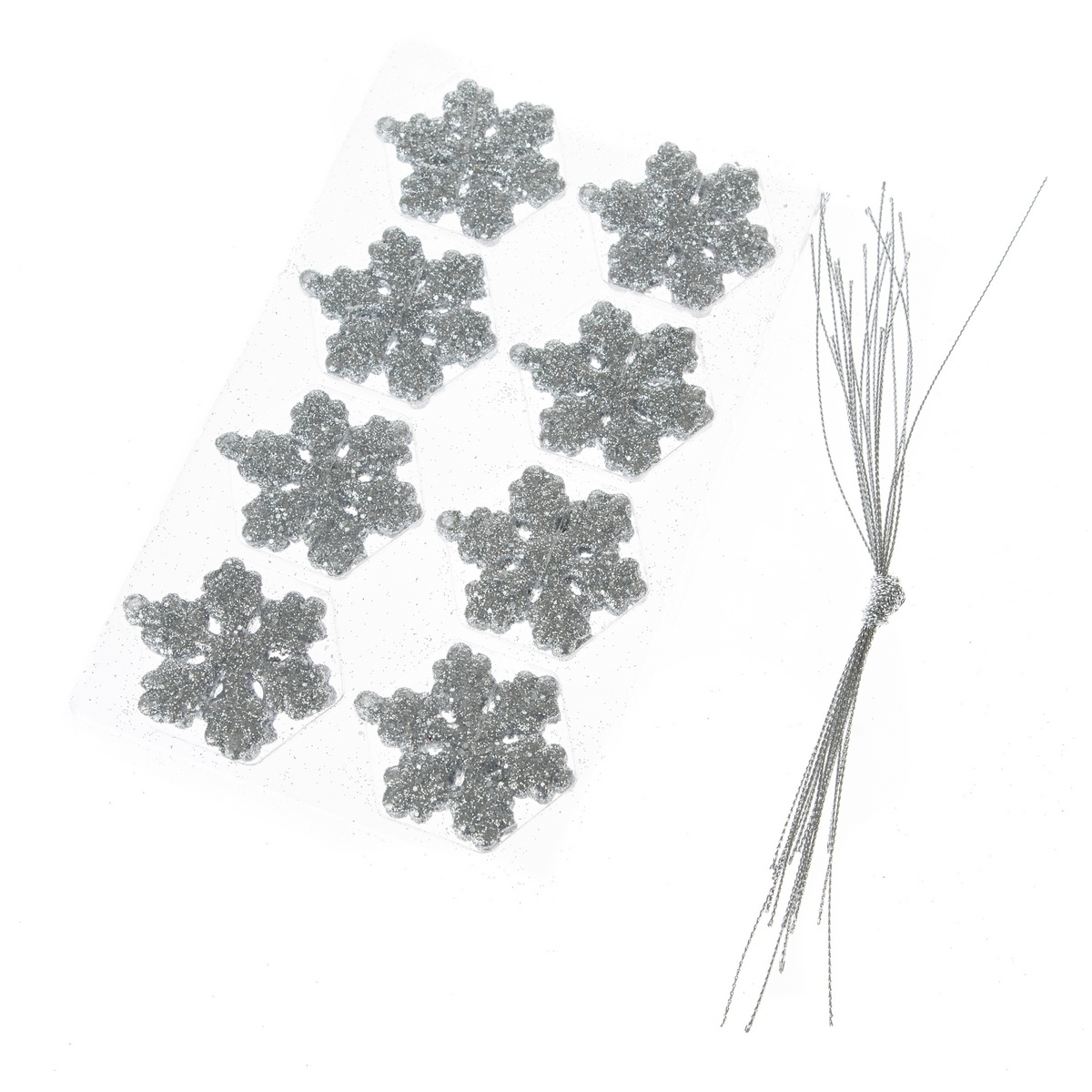 Zestaw ozdób choinkowych Glitter flakes 16 szt., srebrny