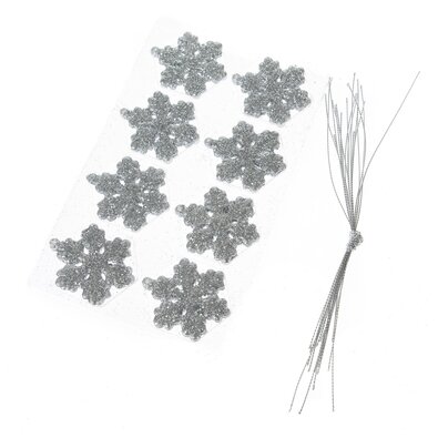 Zestaw ozdób choinkowych Glitter flakes 16 szt., srebrny