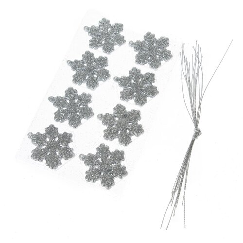Set de ornamente de Crăciun Glitter flakes 16buc , argintiu