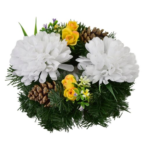 Dušičkový věneček Bílé chryzantémy, 20 cm