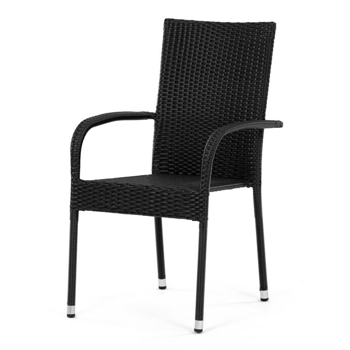 Autronic Krzesło ogrodowe, metal, polyratan,czarne, A ZC-S2113 BK