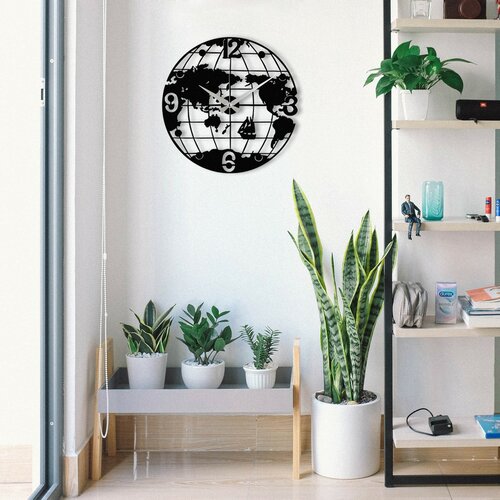 Nástěnné hodiny World S018 Black, 48 x 48 cm