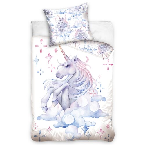 Lenjerie de pat din bumbac pentru copii Unicorn Waterprint, 140 x 200 cm, 70 x 90 cm