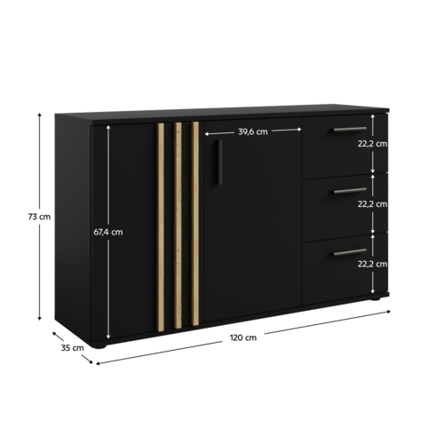 Kommode TOLIS 2D3S, schwarz