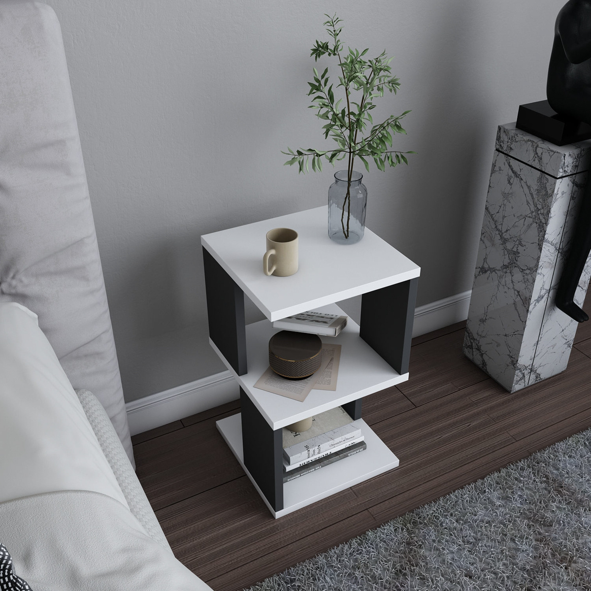Noční stolek Carter White Anthracite - thumb (4)