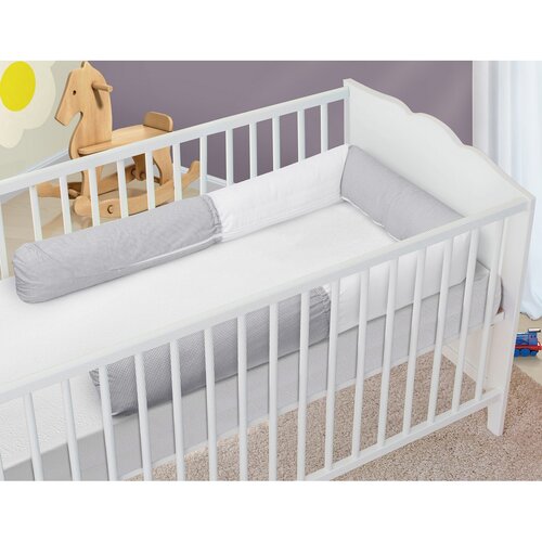 Bellatex Barierka do łóżeczka walec Kropki szary, 240 cm