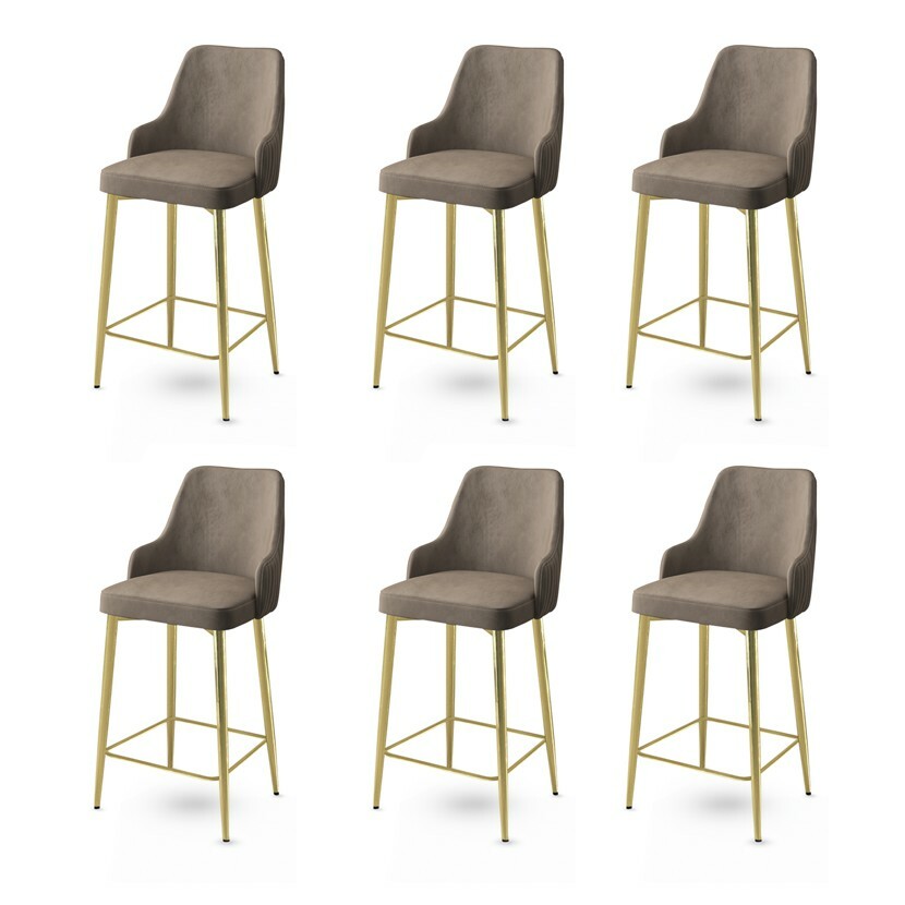 Set de scaune de bar Enox Cappuccino și Gold, 6bucăți, 6 buc.