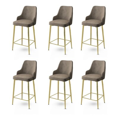 Set de scaune de bar Enox Cappuccino și Gold, 6bucăți
